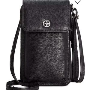 Gianni Bernini black leather phone crossbody